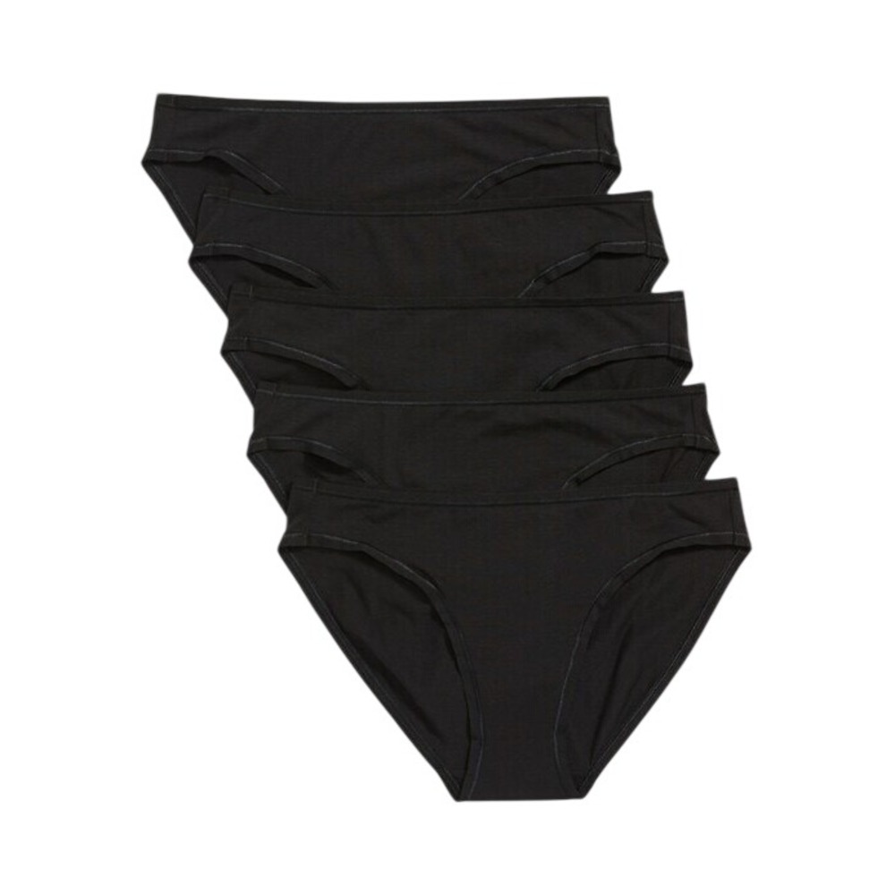 Old Navy Women's 5 Pack Mid-Rise Cotton Bikini Underwear Size Medium Black Jack